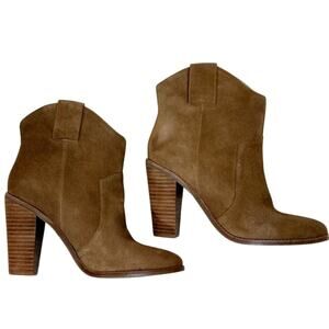 Kenneth Cole Booties Womens Sz 6 SPARTA Brown Suede Heeled Western Style Boots